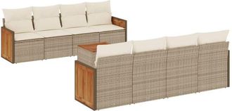 vidaXL Set De Sof&aacute;s De Jard&iacute;n 9 Pzas Con Cojines Rat&aacute;n Sint&eacute;tico Beige Vidaxl