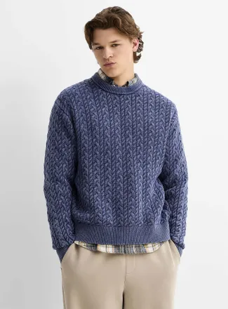 Djab Mens Washed cable-knit sweater