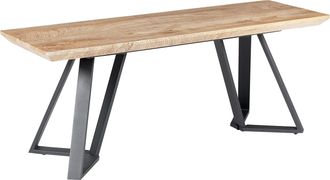 Beliani Beliani - Banco De Metal Madera Clara Negro 120 Cm Mdf Patas Sala De Estar Dormitorio Upton