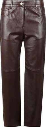Max Mara Pesca Leather Trousers - Trousers - Mujer - Marr&oacute;n - 2XS