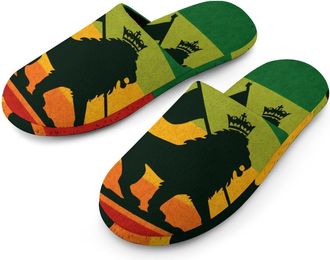 Generic Rastafarian Lion Reggae Music Mens Slippers Warm Non-Slip Houes Shose Spa Slipper for Home Bedroom