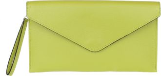 Girly HandBags Womens Italian Genuine Leather Envelope Clutch Bag Large Lemon