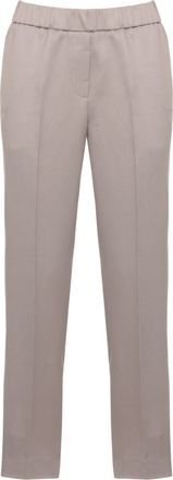 PESERICO Brown Linen Embellished Straight-Leg Pants