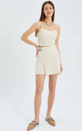 Mixray Belted Hoge Taille Wrap Front Shorts met Splitdetail