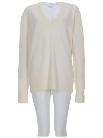 Toteme V-Neck Ribbed Detail Cashmere Sweater