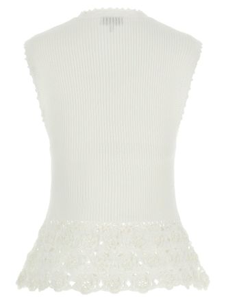 Ganni Ribbed Crochet Cotton Vest - White