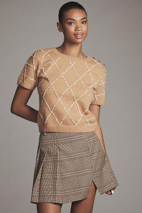 endless rose Crew-Neck 3D Embroidered Sweater Tee