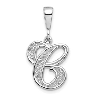 Diamond2Deal 10K White Gold Filigree Initial C Pendant