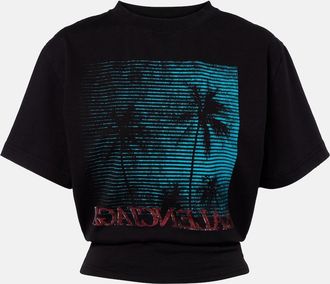 Balenciaga Logo cropped cotton jersey T-shirt