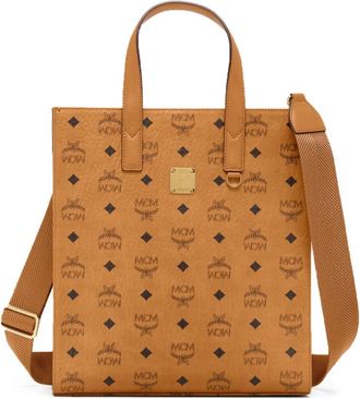 MCM Aren Schoudertas in Visetos - Dames - Shoppers - Bruin - ONE Size - Katoen - Tassen
