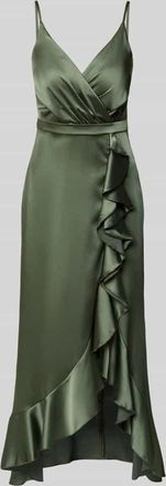 Troyden Collection Abendkleid mit Volants in Oliv, Gr&ouml;&szlig;e 32