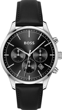 BOSS Avery Chronograph Leather Strap Watch, 42mm in Black at Nordstrom Rack