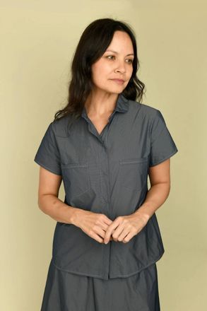 Katharina Hovman Straight-Fit Button Down Blouse In Denim