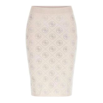 Guess Pencil Skirts, female, Beige, L, Rhinestones 4G Swtr Skirt