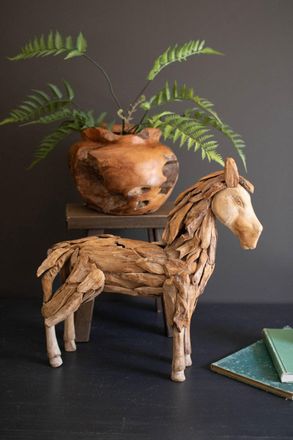 Kalalou Teakwood Horse Scuplture