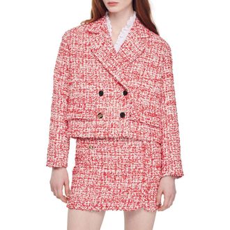 Sandro Avila Tweed Jacket in Rouge at Nordstrom Rack, Size 10 Us / 42 Eu