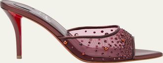 Christian Louboutin 80mm Miss Z Embellished Mesh and Metallic Leather Mule Pumps