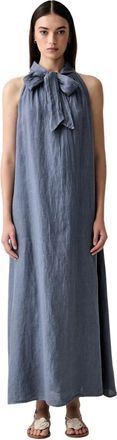 Vicolo Vestido con detalle de lazo y cuello halter - Dresses - Mujer - Azul - L