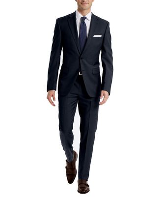 Calvin Klein mensMLBI17NWSlim Fit Stretch Suit Separates - Custom Jacket & Pant Size Selection Solid Long Sleeve Suit Jacket - Blue - 40W x 32L