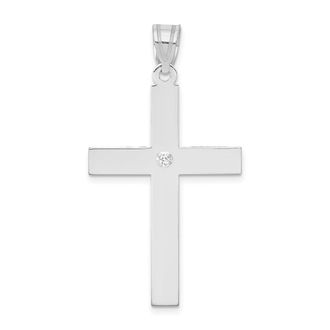 Diamond2Deal 14k White Gold.02 carat Diamond Cross Pendant