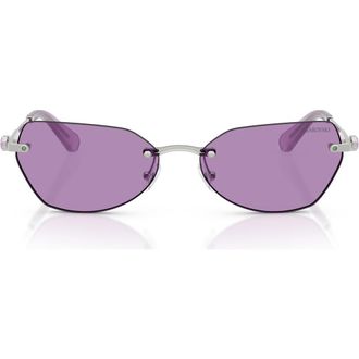 Swarovski 58mm Irregular Sunglasses in Silver /Violet at Nordstrom