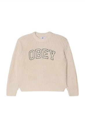 Obey Clothing Womens Collegiate Sweater In Whisper White