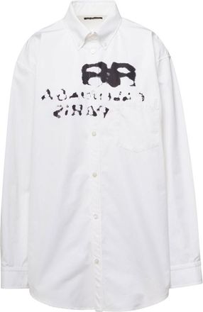 Balenciaga Ladies White Hand Drawn BB Icon Shirt, Brand Size 38 (US Size 4)