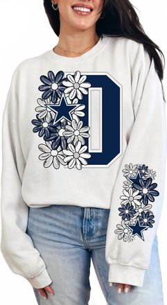 Gildan Ash Cowboys Floral Star Sweatshirt In Grey