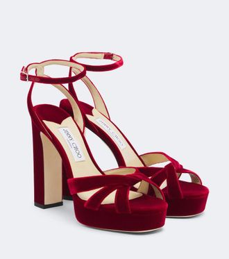Jimmy Choo London Sandalias con plataforma Kove de terciopelo