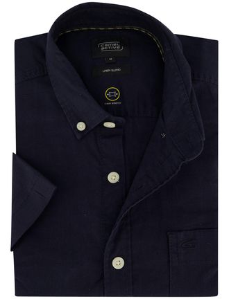 Camel Active Camel Active overhemd donkerblauw wijde fit linnen
