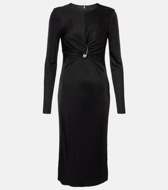 Versace Safety Pin gathered jersey midi dress