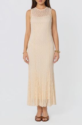 ASTR the Label Annabella Lace Overlay Midi Dress in Cream at Nordstrom, Size X-Small