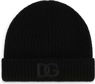 Dolce & Gabbana logo-embroidered ribbed-knit beanie - men - Cashmere - One Size - Black