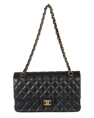 Chanel Black Quilted Leather Medium Classic Double Flap Handbag (Authentic Pre-Loved)
