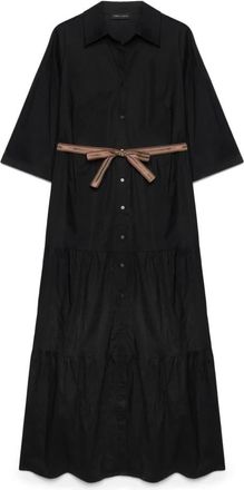 Fiorella Rubino Power viscose overhemdjurk - Dames - Shirt Kleedjes - Zwart - XL - Katoen - Kleedjes
