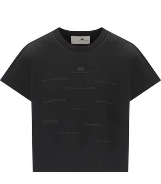 Elisabetta Franchi T-SHIRT CROP CON LETTERING NERA ELISABETTA FRANCHI