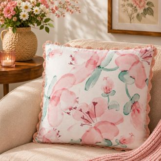 KASANOVA Cuscino divano 45x45 cm fiori rosa