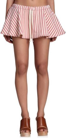 Avec Les Filles Tie Waist Miniskort in Cream- Red Stripe at Nordstrom, Size X-Large