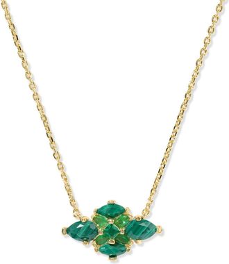 Kendra Scott Abbie Crystal Short Pendant Necklace In Gold/ Green