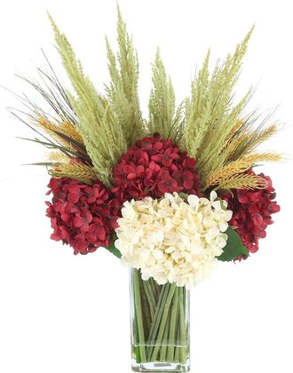 Creative Displays Inc. Handmade Hydrangea & Foxtail Grass Fall Centerpiece In A Wood Planter
