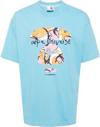 Aape By A Bathing Ape Theme graphic-print cotton T-shirt - men - Cotton - M - Blue