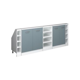 Vicco Armario De Cocina Para Techo Inclinado R-line, Azul-gris-blanco, 210 Cm Lote De 5, Vicco