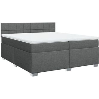 vidaXL Cama Box Spring Con Colch&oacute;n Tela Gris Oscuro 200x200 Cm Vidaxl