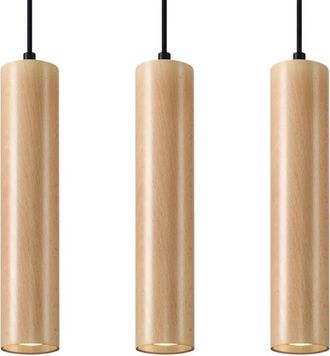 Wonderlamp L&aacute;mpara Colgante Zori 3 Luces, Madera Natural