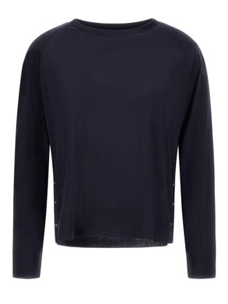 Herno Cropped Blue Sweater With Snap Button Details