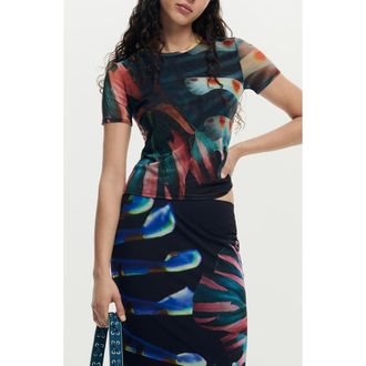 Desigual Lacroix Print T-Shirt in Blue Multi at Nordstrom, Size X-Small