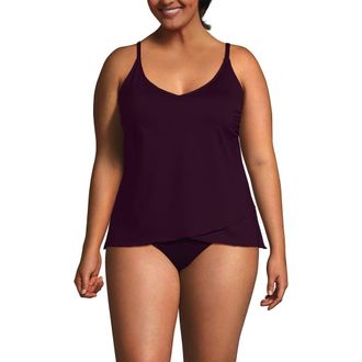 Lands End Tulip Hem Tankini Top in Dark Wine at Nordstrom, Size 1X