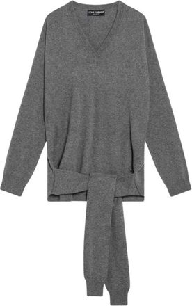 Dolce & Gabbana Grijze Trui V-Hals Stijl - Dames - V-hals truien - Grijs - S - Truien & Vesten