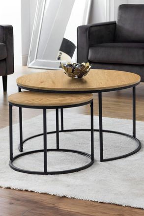 Julian Bowen Bellini Round Nest of 2 Coffee Tables in Light Oak