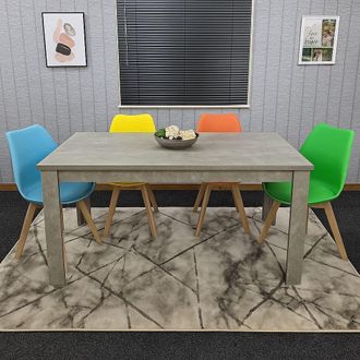 Kosy Koala Wooden Rectangle Dining Table Set With 4 Mix Plastic Chairs - Dining Room Furniture in Brown